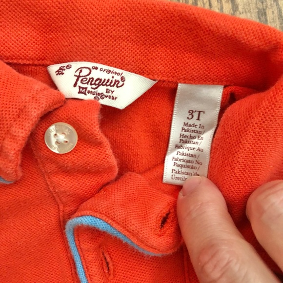 Original Penguin boys polo shirt, orange, size 3T - Picture 5 of 6